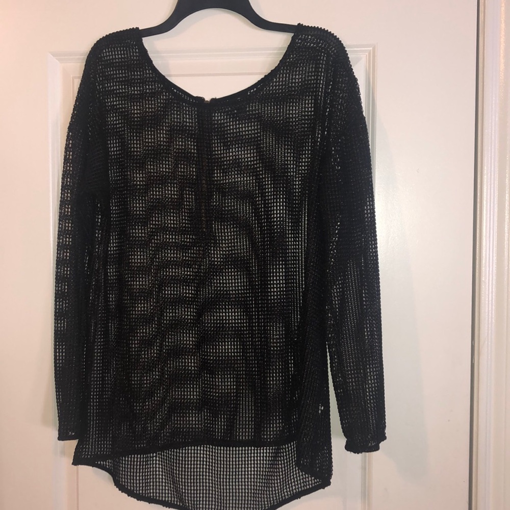 Oversized black and gold mesh shirt